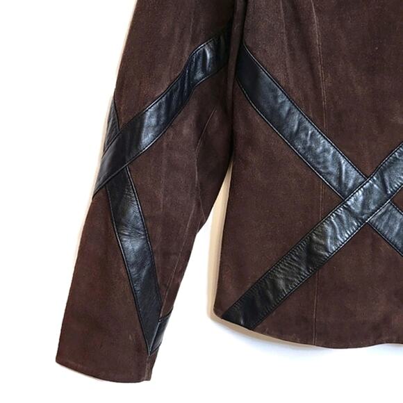 Nordstrom Studio 121 Brown Suede Leather Jacket Zip Front Long Sleeve Chic S - Picture 5 of 16